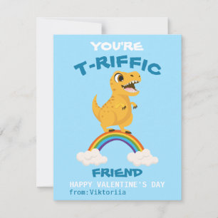 Valentijnsdag klas kinderen dinosaurus regenboog feestdagenkaart