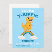 Valentijnsdag klas kinderen dinosaurus regenboog feestdagenkaart (Voorkant / Achterkant)