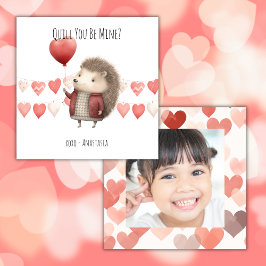 Valentijnsdag klaslokaal, Cute Egel, Foto Notitiekaartje