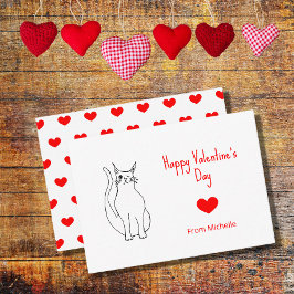 Valentijnsdag klaslokaal kattenkat hart notitiekaartje