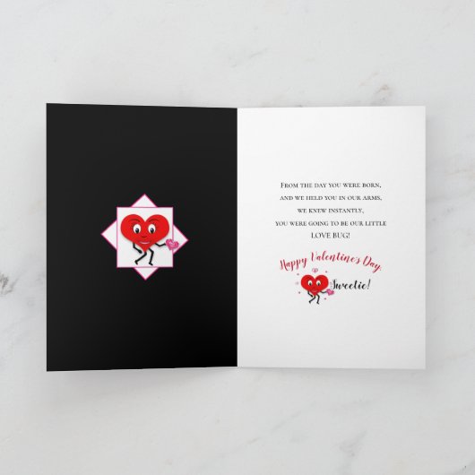 Valentijnsdag, kleindochter, onze liefdesbuik kaart (Binnen)