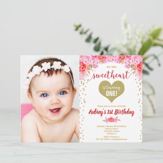 Valentijnsdag kleine verjaardagsfoto kaart (Staand voorkant)