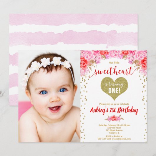 Valentijnsdag kleine verjaardagsfoto kaart (Voorkant / Achterkant)