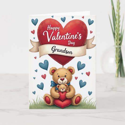 Valentijnsdag Kleinzoon Hart Kaart (Voorkant)