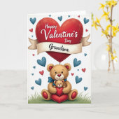 Valentijnsdag Kleinzoon Hart Kaart (Gele Bloem)