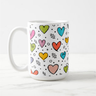 Valentijnsdag kleurrijke cute harten koffiemok