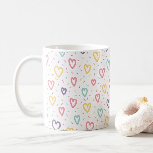 Valentijnsdag Kleurrijke Hart Mokken (Met donut)