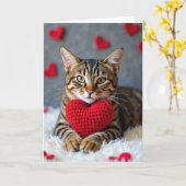 Valentijnsdag Knuffelkat Hart Kaart (Gele Bloem)