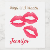 Valentijnsdag  knuffels en kussen wijn etiket (Enkel label)