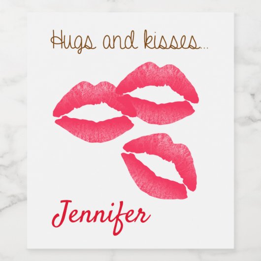 Valentijnsdag  knuffels en kussen wijn etiket (Enkel label)