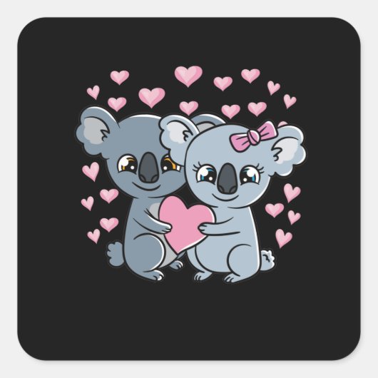 Valentijnsdag Koalas Cute Koala Vierkante Sticker (Voorkant)