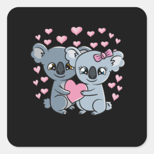 Valentijnsdag Koalas Cute Koala Vierkante Sticker