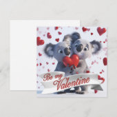 Valentijnsdag Koala's Platte Kerstkaart (Voorkant / Achterkant)