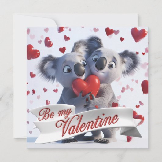 Valentijnsdag Koala's Platte Kerstkaart (Voorkant)