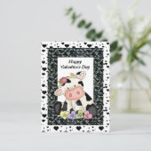 Valentijnsdag Koe briefkaart (Staand voorkant)