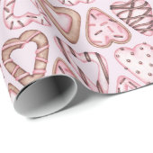 Valentijnsdag Koekje Waterverf patroon Cadeaupapier (Rol Hoek)