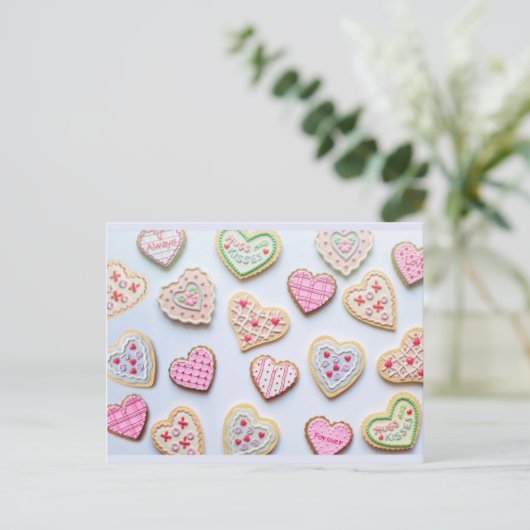 Valentijnsdag koekjes briefkaart (Staand voorkant)