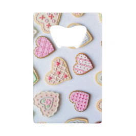 Valentijnsdag koekjes creditkaart flessenopener
