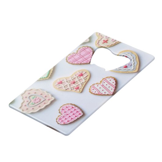 Valentijnsdag koekjes creditkaart flessenopener (Achterkant Gekanteld)