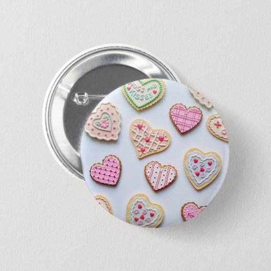 Valentijnsdag koekjes ronde button 5,7 cm (Voorkant /achterkant)