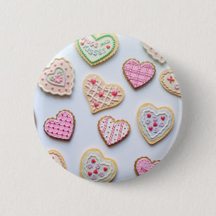 Valentijnsdag koekjes ronde button 5,7 cm