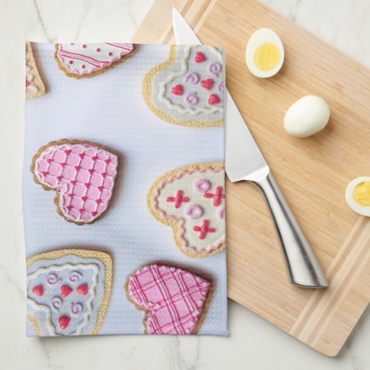 Valentijnsdag koekjes theedoek (Quarter Fold)