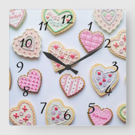 Valentijnsdag koekjes vierkante klok