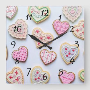 Valentijnsdag koekjes vierkante klok