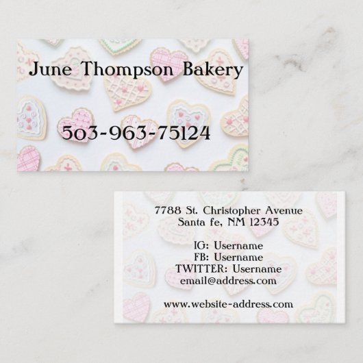 Valentijnsdag koekjes visitekaartje (Voorkant / Achterkant)