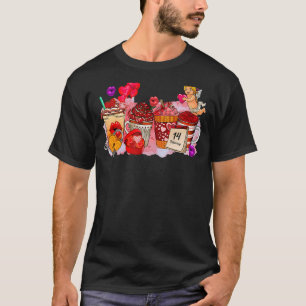Valentijnsdag Koffie Drink Paars houdt roze Cho T-shirt