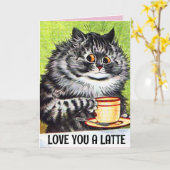 VALENTIJNSDAG KOFFIE KAT KUNST LIEFDE GROTE KAART (Gele Bloem)