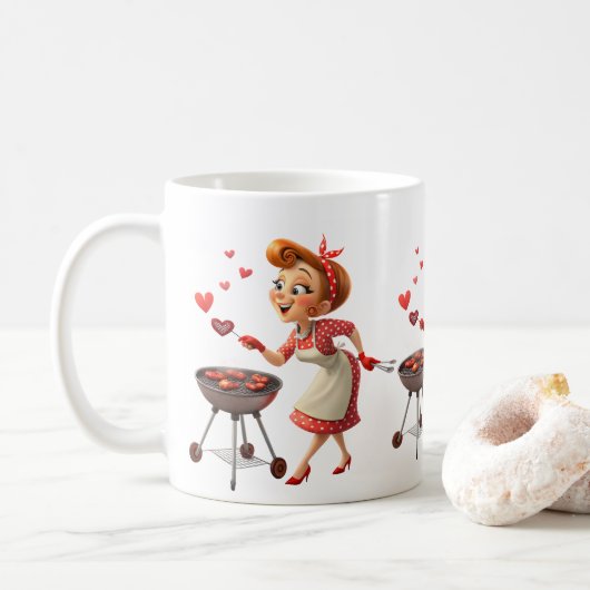 Valentijnsdag Koken Rode Hartjes Mokken (Met donut)