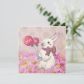 Valentijnsdag: Konijn & Bloemen Feestdagenkaart (Staand voorkant)