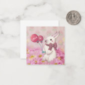 Valentijnsdag: Konijn & Bloemen Notitiekaartje (Voorkant / Achterkant in situ)