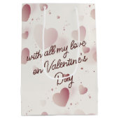 Valentijnsdag konijntje met chocoladehart medium cadeauzakje (Achterkant)