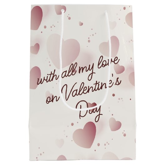 Valentijnsdag konijntje met chocoladehart medium cadeauzakje (Achterkant)