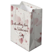 Valentijnsdag konijntje met chocoladehart medium cadeauzakje (Achterkant Gekanteld)