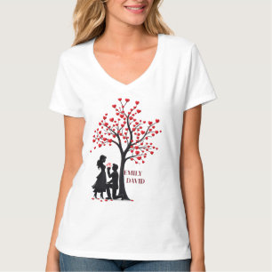 Valentijnsdag Koppel Cadeau – Vrouwen V-Hals T-Shi T-shirt