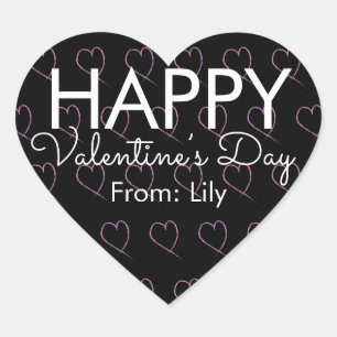 Valentijnsdag Krabbel Harten Roze Zwart   Hart Sticker