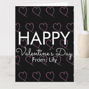 Valentijnsdag Krabbel Harten Roze Zwart    Kaart