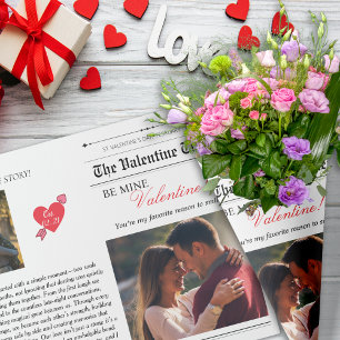 Valentijnsdag Krant Ons liefdesverhaal Bloem Cadeaupapier