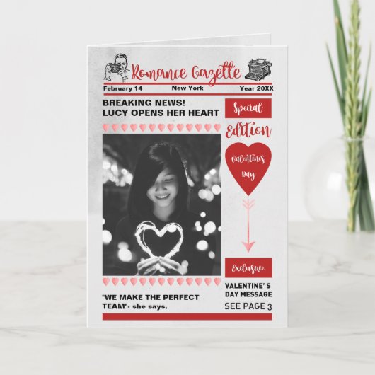 Valentijnsdag Krantenomslag Feestdagen Kaart (Voorkant)