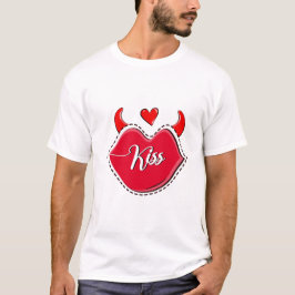 Valentijnsdag kus ontwerp voor paar t-shirt