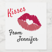 Valentijnsdag Kus Wijn Etiket (Enkel label)