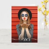 Valentijnsdag kussen met je foto kaart (Gele Bloem)