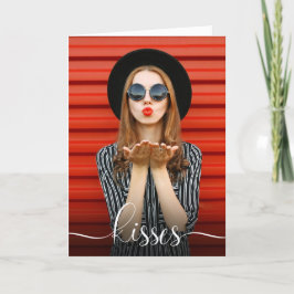 Valentijnsdag kussen met je foto kaart