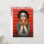 Valentijnsdag kussen met je selfie foto kaart (Voorkant / Achterkant in situ)