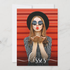 Valentijnsdag kussen met je selfie foto kaart