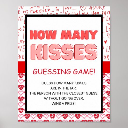 Valentijnsdag Kusses Guessing Spelbord Poster (Voorkant)