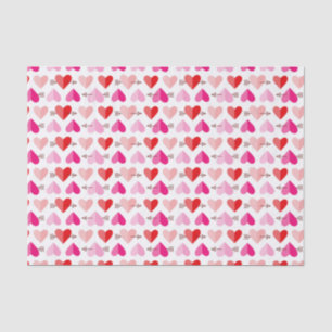 Valentijnsdag Kute harten en pijlen roze en rood Tissuepapier